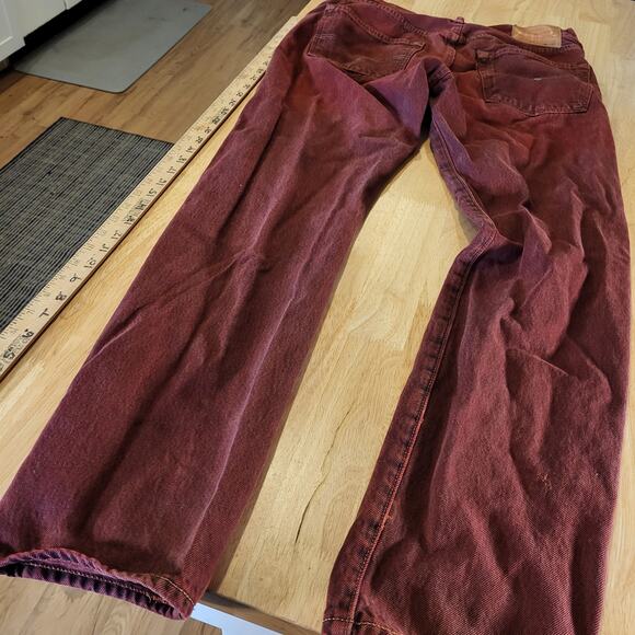 Levi's 501 CT Maroon 31 x 32 Tapered Denim Jeans Faded Tag 90.s Custom Cut - Picture 16 of 16